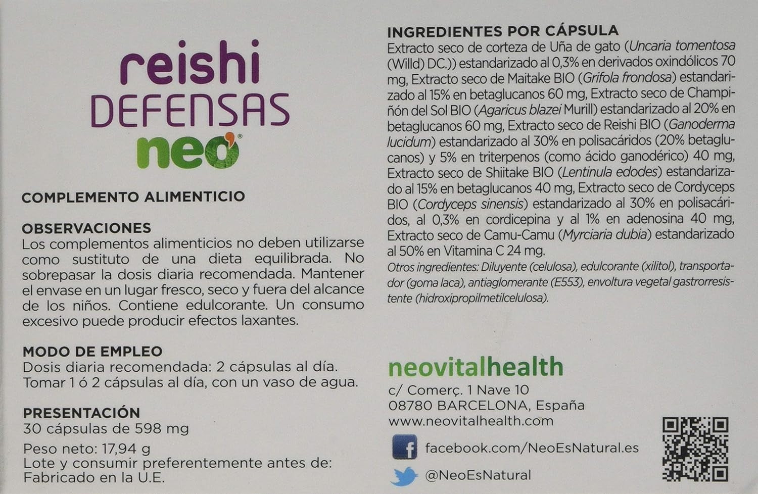 Neo Reishi Defensas 30 Cápsulas-2