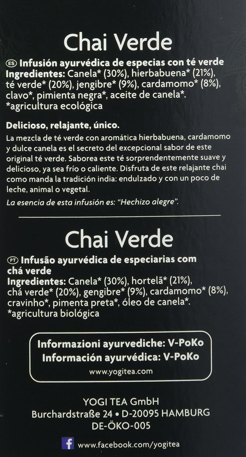 Yogi Tea Chai Verde 30 Gr 17 Bolsitas-4