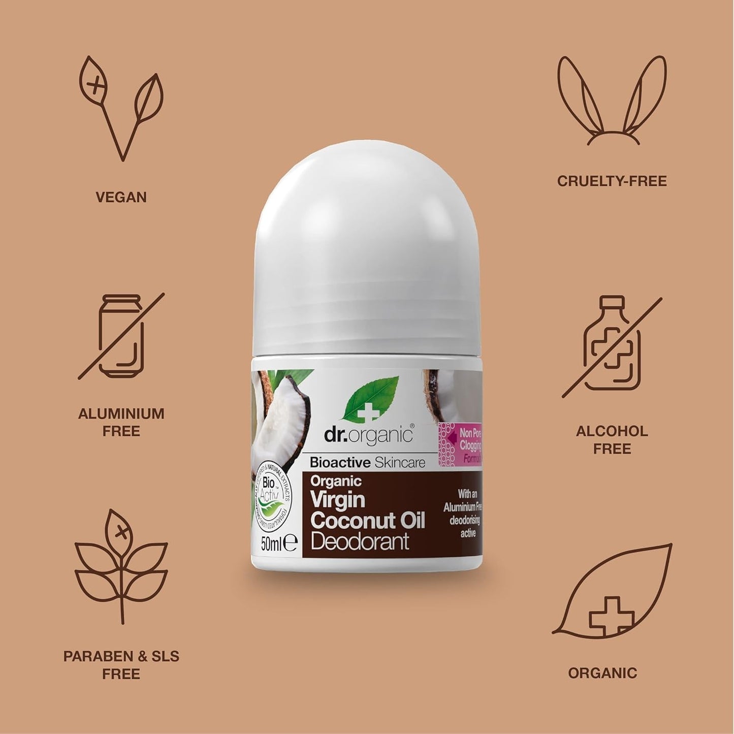 Dr Organic Desodorante de Aceite de Coco 50 ml-3