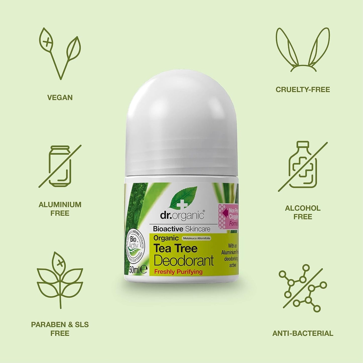 Dr Organic Desodorante de Árbol de Té 50 ml-3