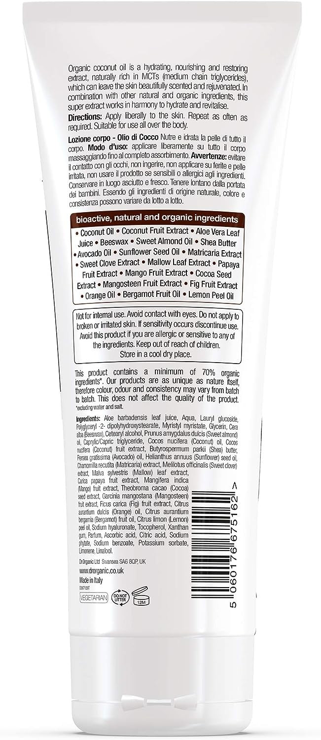 Dr Organic Loción Corporal de Aceite de Coco 200 ml-2