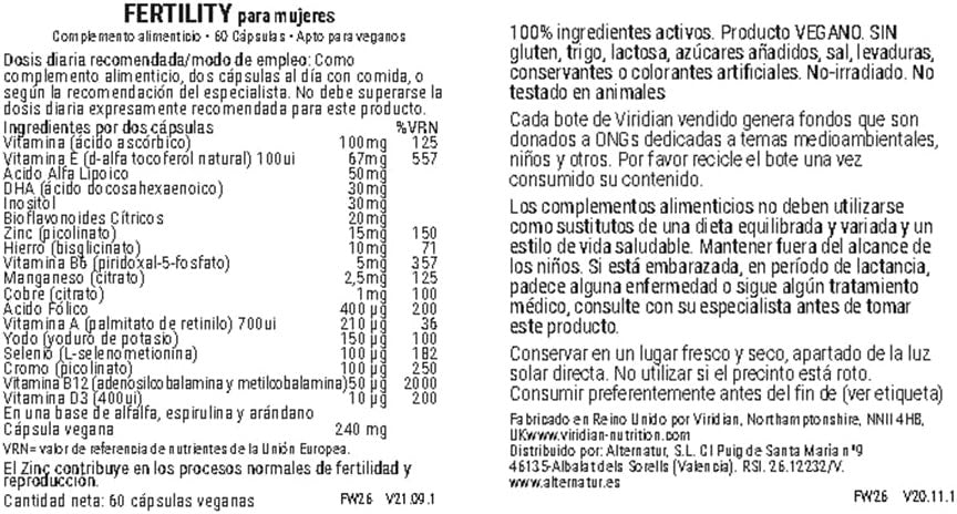Viridian Fertility Para Mujeres 60 Vcaps-2