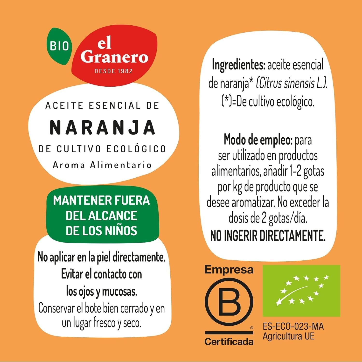 El Granero Integral Aceite Esencial de Naranja Bio 12 ml-2