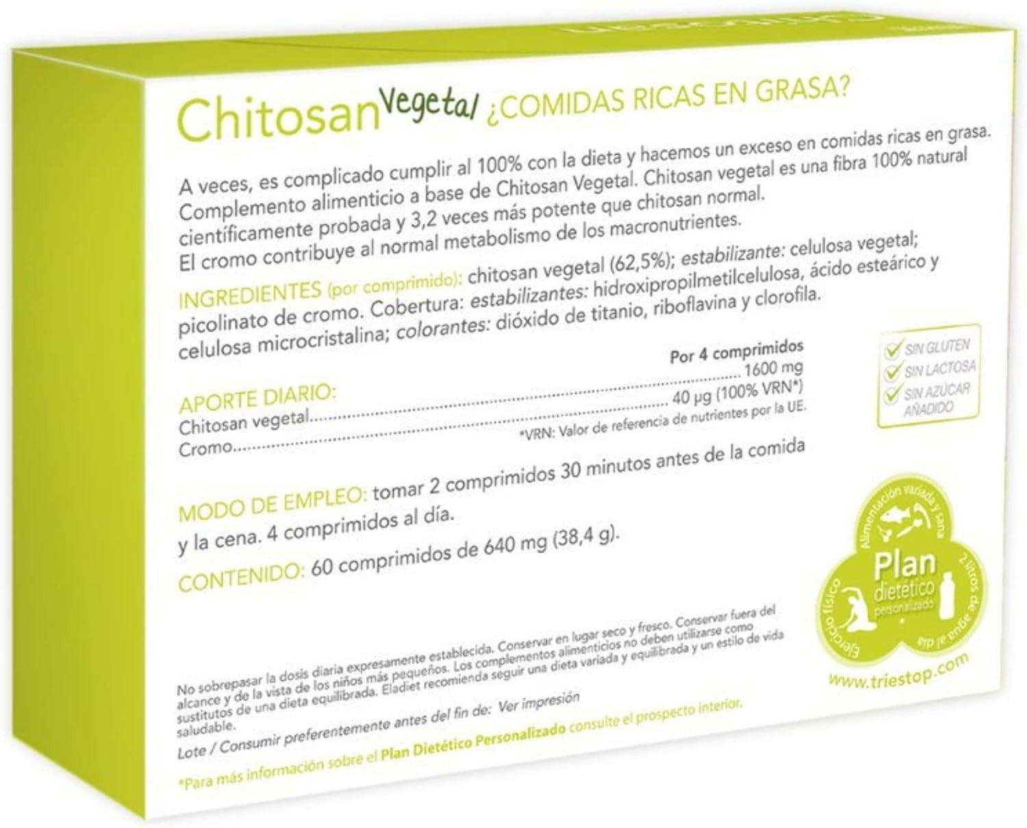 Eladiet Triestop Chitosan Vegetal 60 Comprimidos-2