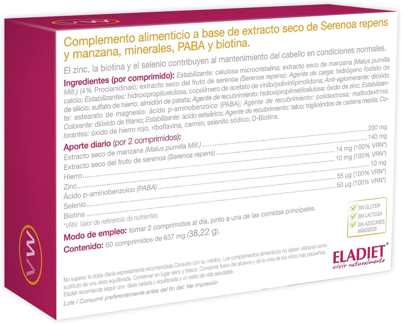 Eladiet Vitawoman Vitalidad Capilar 60 Comprimidos-2