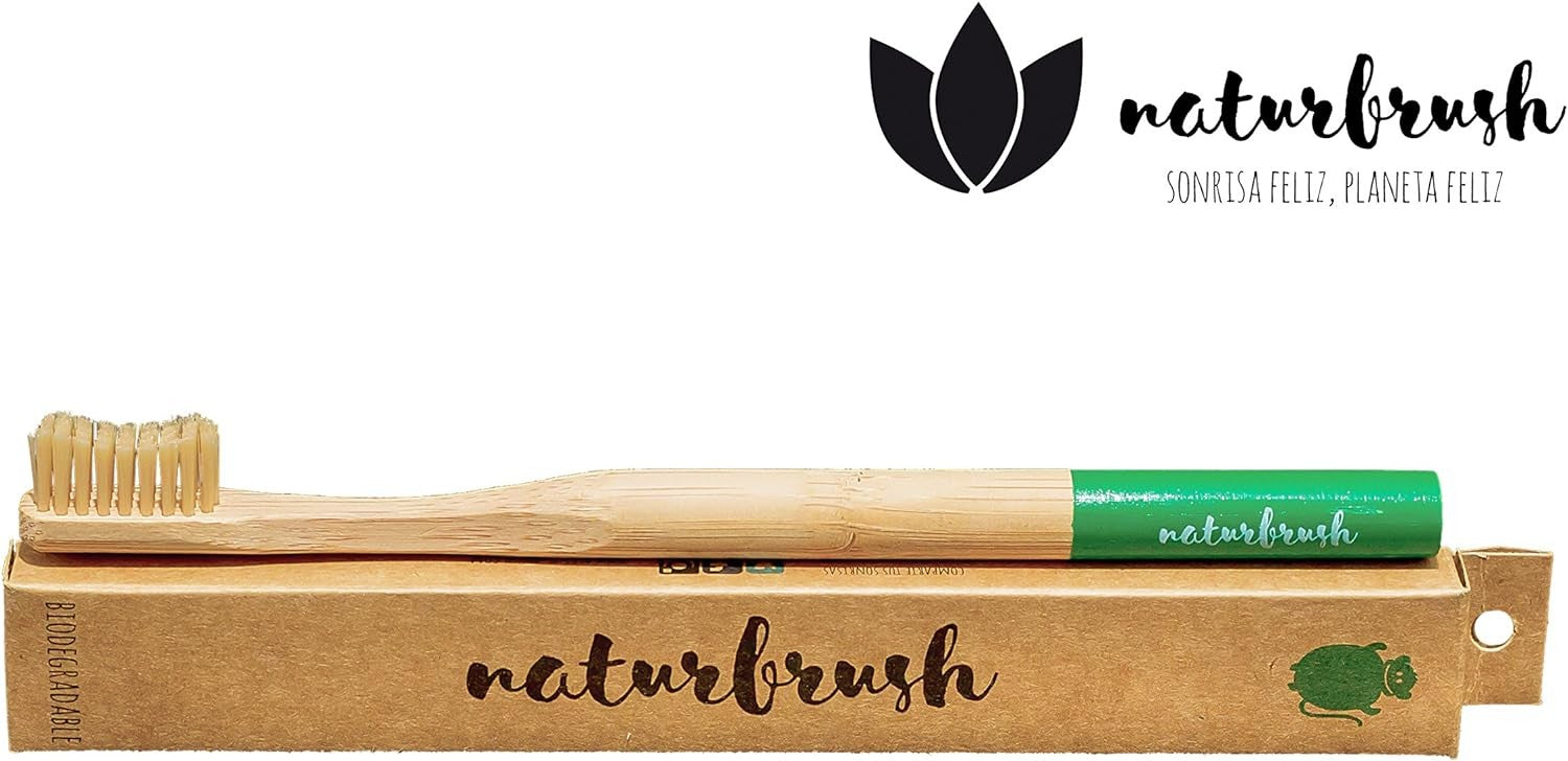Naturbrush Cepillo de Dientes de Bambu Adulto Verde-3