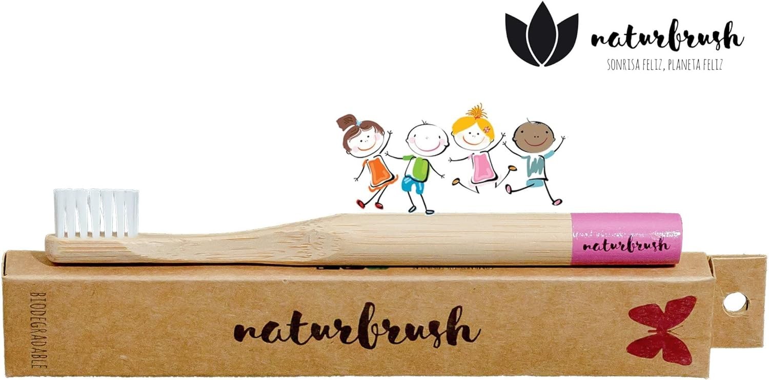 Naturbrush Cepillo de Dientes de Bambu Niños/As Rosa-2