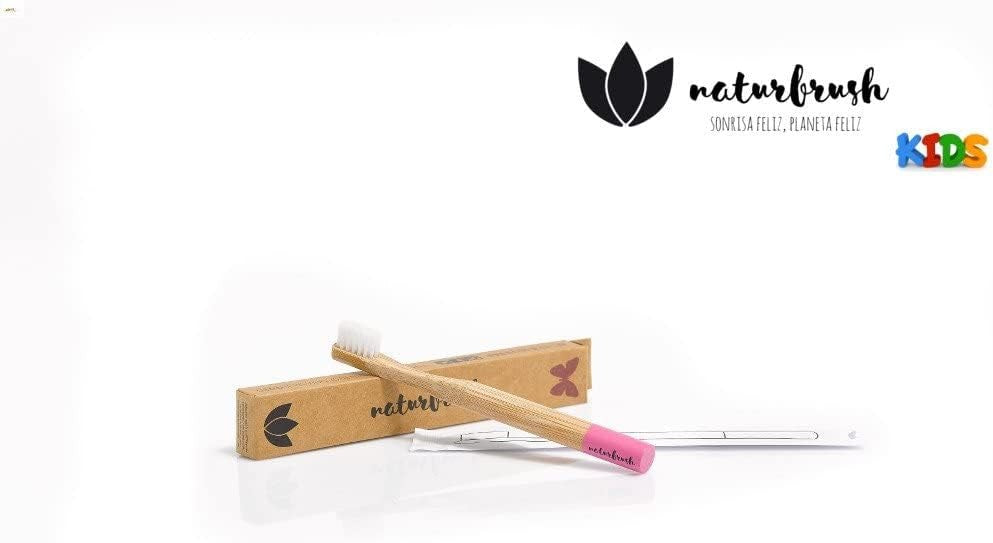 Naturbrush Cepillo de Dientes de Bambu Niños/As Rosa-3