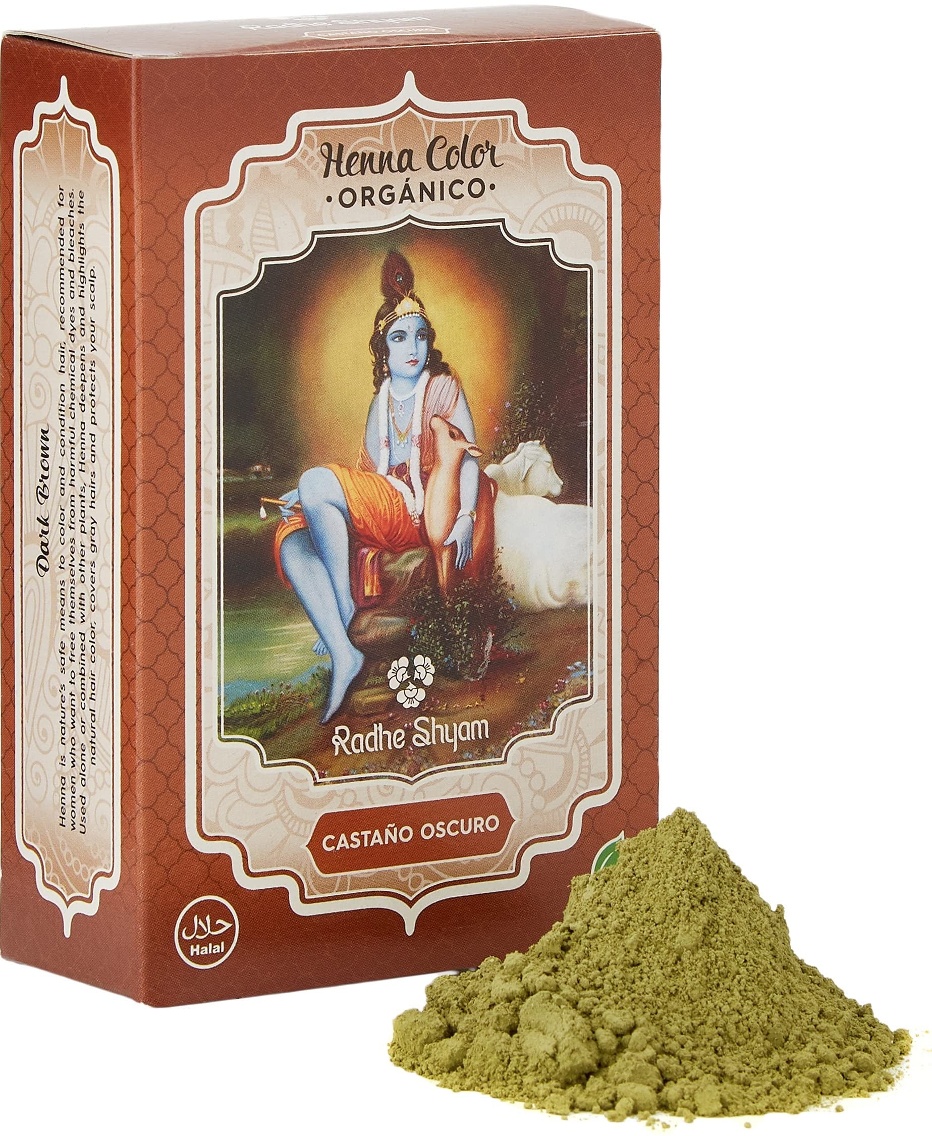 Radhe Shyam Spiritual Sky Henna Castaño Oscuro Polvo 100 g-1