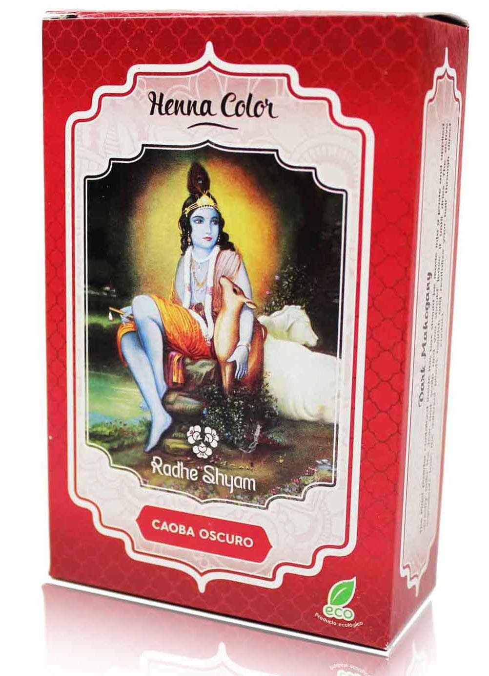 Radhe Shyam Spiritual Sky Henna Caoba Oscuro Polvo Radhe 100 g-1
