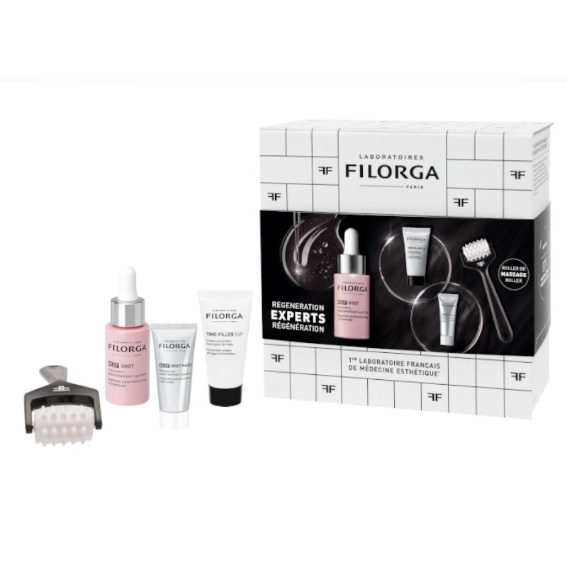 FILORGA Cofre NCEF-Shot Serum 15ml + Time filler 5XP Crema 15ml + NCEF-Night Mascarilla 7ml + Regalo Roller de masaje