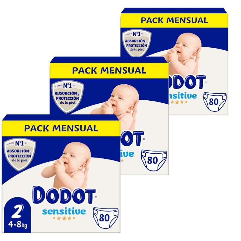 Dodot Pañales Recién Nacido Sensitive Talla 2 3x80 Unidades-1