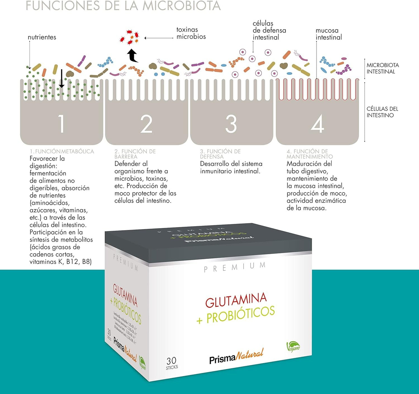 Prisma Premiun Glutamina + Probioticos 30 Stick-3