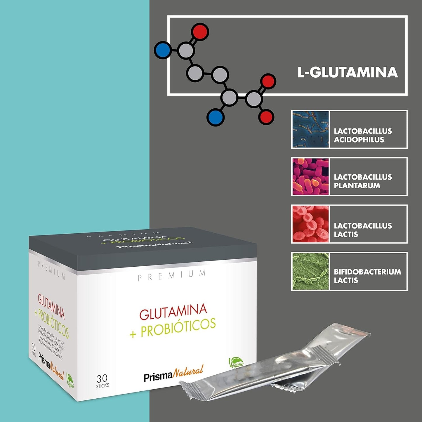 Prisma Premiun Glutamina + Probioticos 30 Stick-4