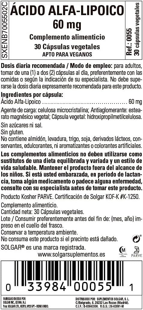 Solgar Ac.Alfa Lipoico 60 Mg 30 Vcaps-2