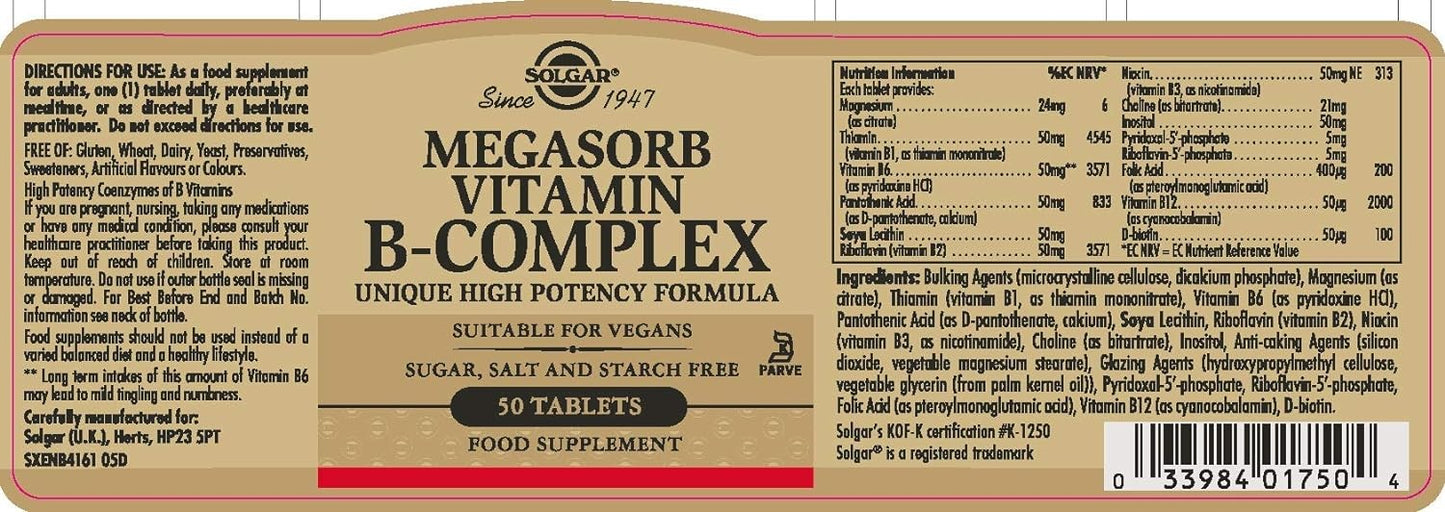 Solgar Megasorb B Complex 50 50 Comp-6