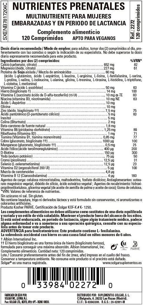 Solgar Nutrientes Prenatales 120 Comp-4