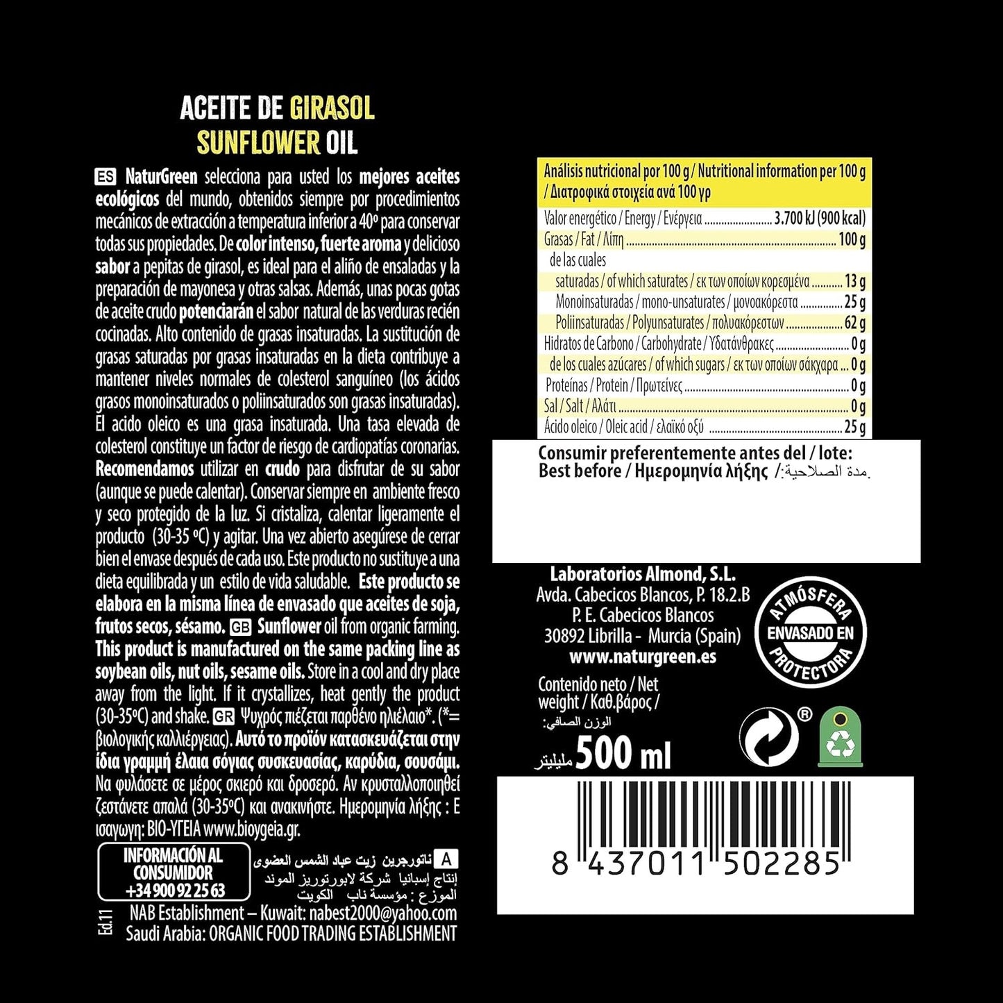 Naturgreen Aceite Girasol 500 ml-3