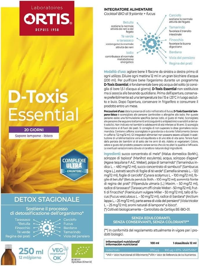 Ortis D-Toxis Essential Frambuesa Hibisco Bio 250 ml-3