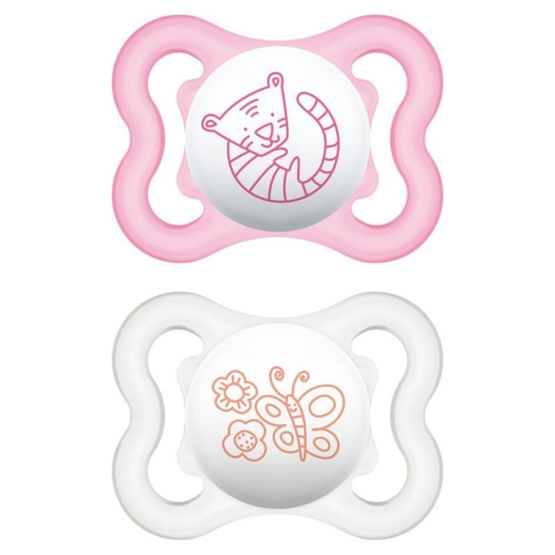 MAM 2xChupetes Silicona Air 0-6 Meses Rosa y Blanco-1
