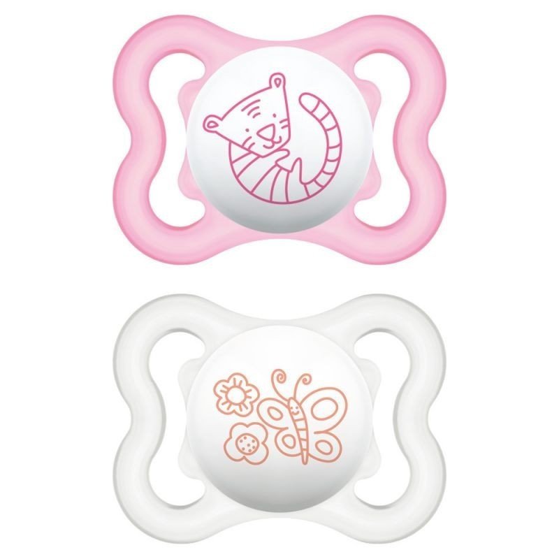 MAM 2xChupetes Silicona Air 0-6 Meses Rosa y Blanco-1