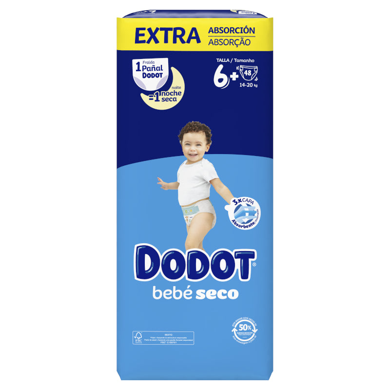 DODOT Bebé Seco Extra Jumbo Pack Talla 6 (48 uds)-2