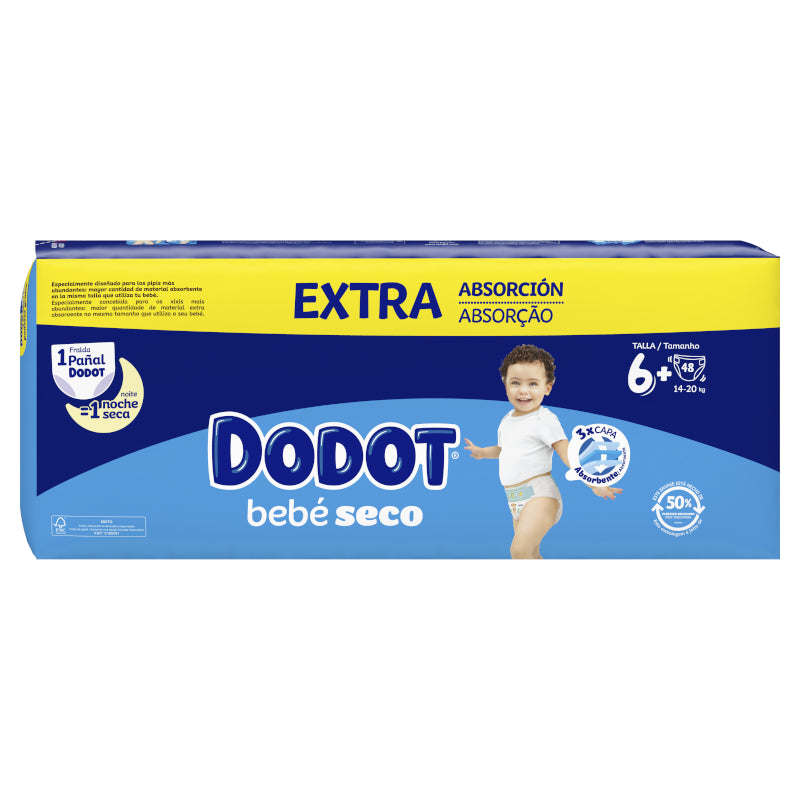 DODOT Bebé Seco Extra Jumbo Pack Talla 6 (48 uds)-3