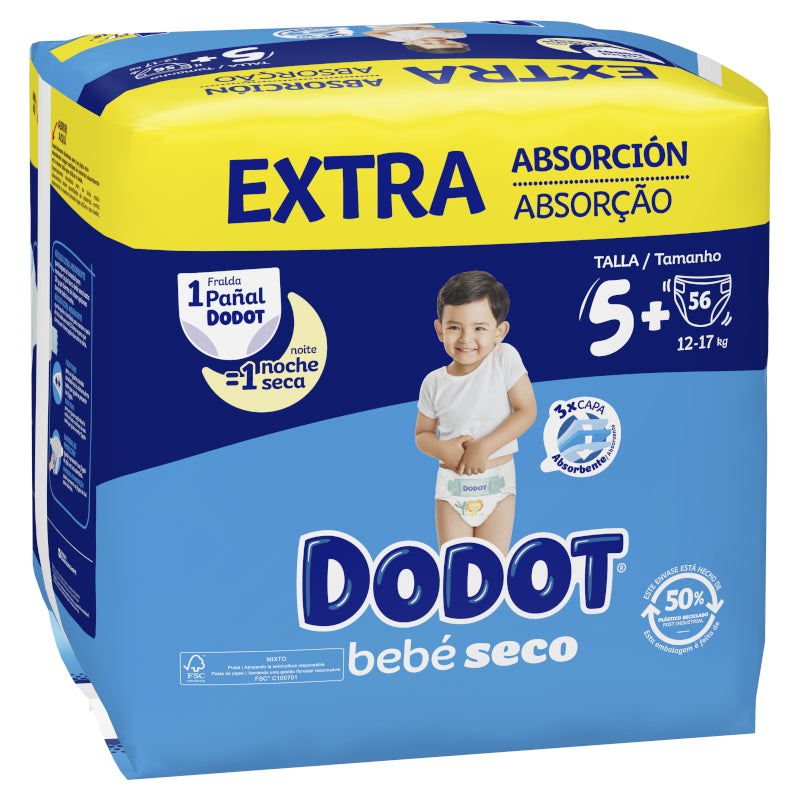 DODOT Bebé Seco Extra Jumbo Pack Talla 5 (56 uds)-1