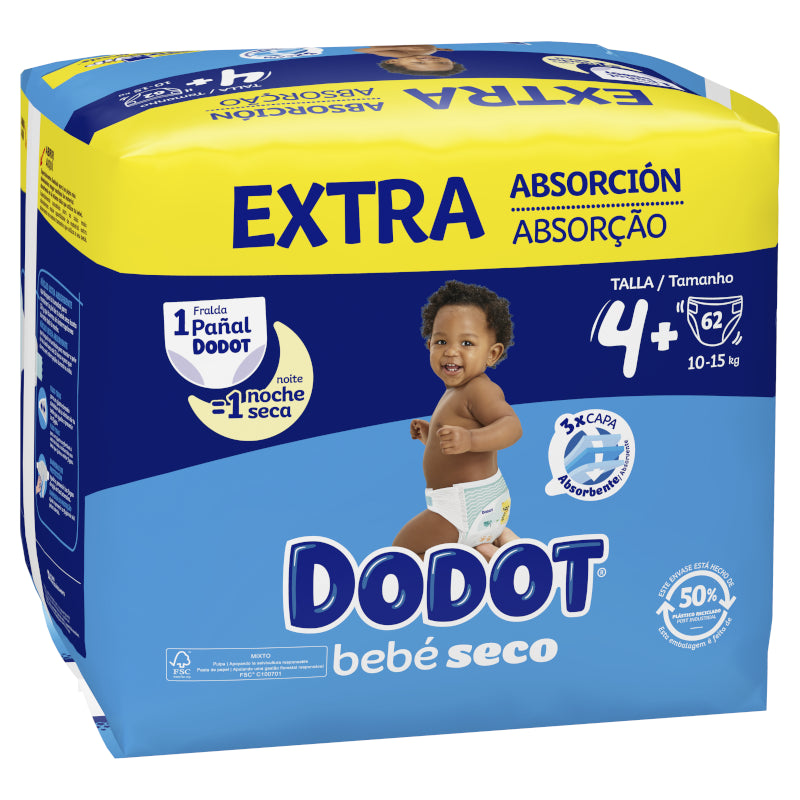 DODOT Bebé Seco Extra Jumbo Pack Talla 4 (62 uds)-2