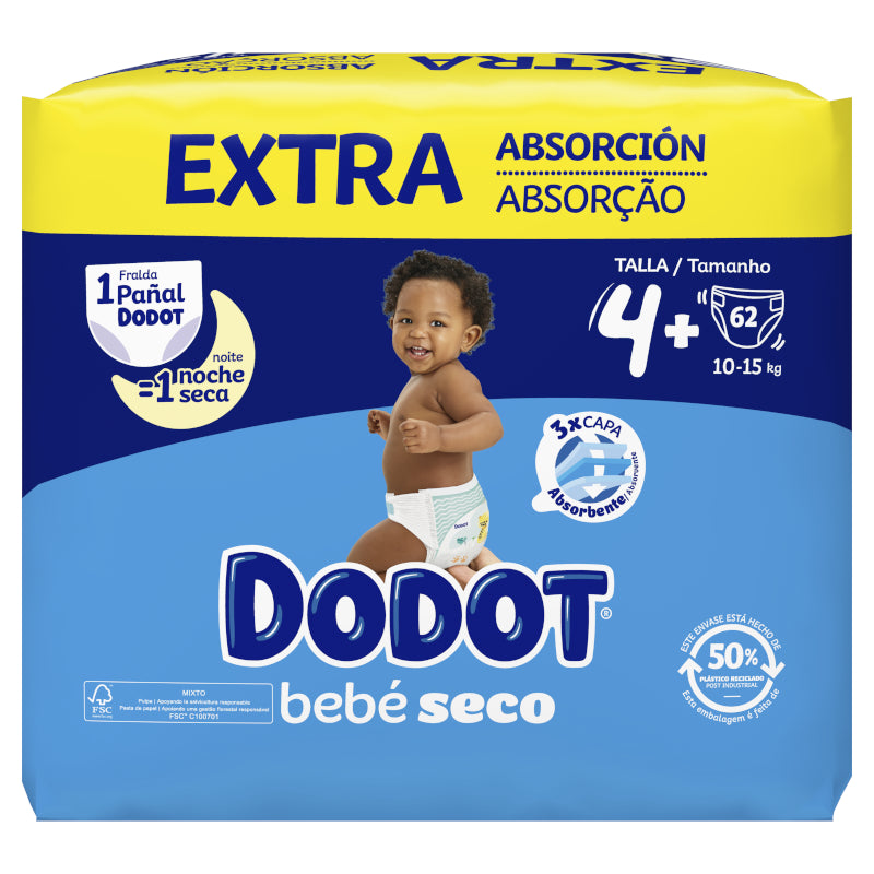 DODOT Bebé Seco Extra Jumbo Pack Talla 4 (62 uds)-3