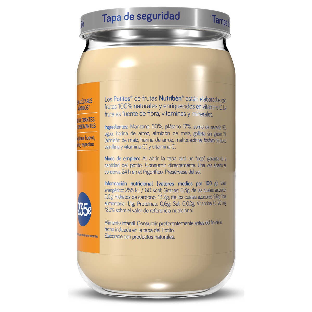 NUTRIBÉN Potito Manzana Naranja Plátano Galleta 235g-3