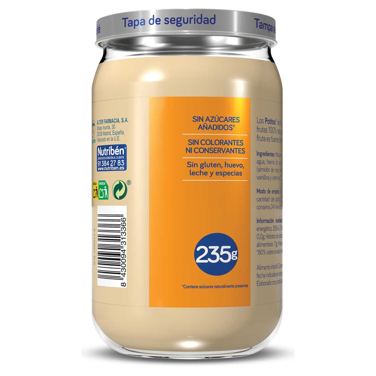 NUTRIBÉN Potito Manzana Naranja Plátano Galleta 235g-4