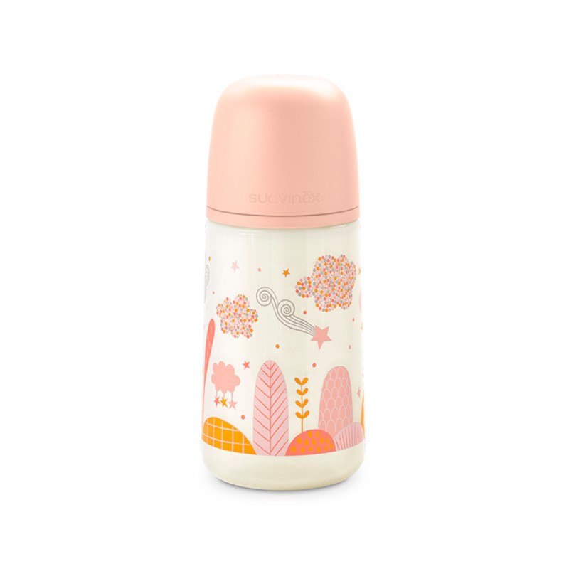 SUAVINEX Biberón 270ml Tetina Fisiológica SX Pro Flujo Medio (M) - Bosque Rosa-1