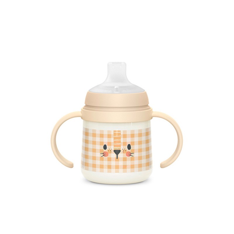 SUAVINEX Biberón First 150ml con Asas y Boquilla Antiderrame +4M (Naranja)-1