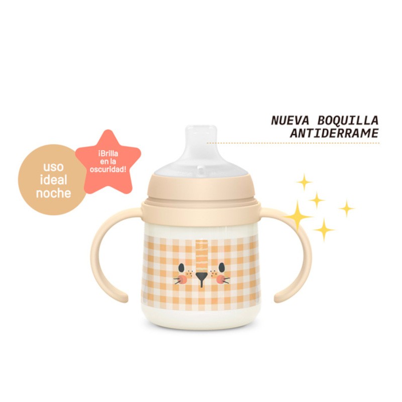 SUAVINEX Biberón First 150ml con Asas y Boquilla Antiderrame +4M (Naranja)-2