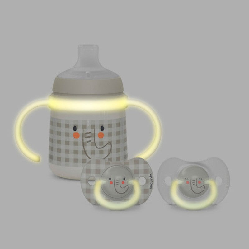 SUAVINEX Biberón Night & Day 150ml Antiderrame +4M (Gris Oscuro)-2