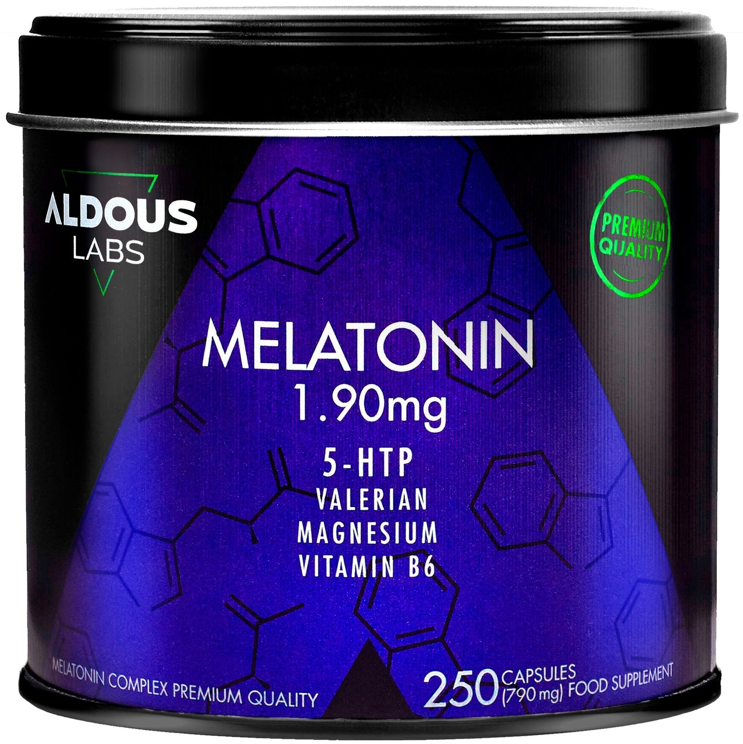 Aldous Melatonina 1,9 mg con Magnesio, Valeriana y Vitamina B6 250 Cápsulas-1