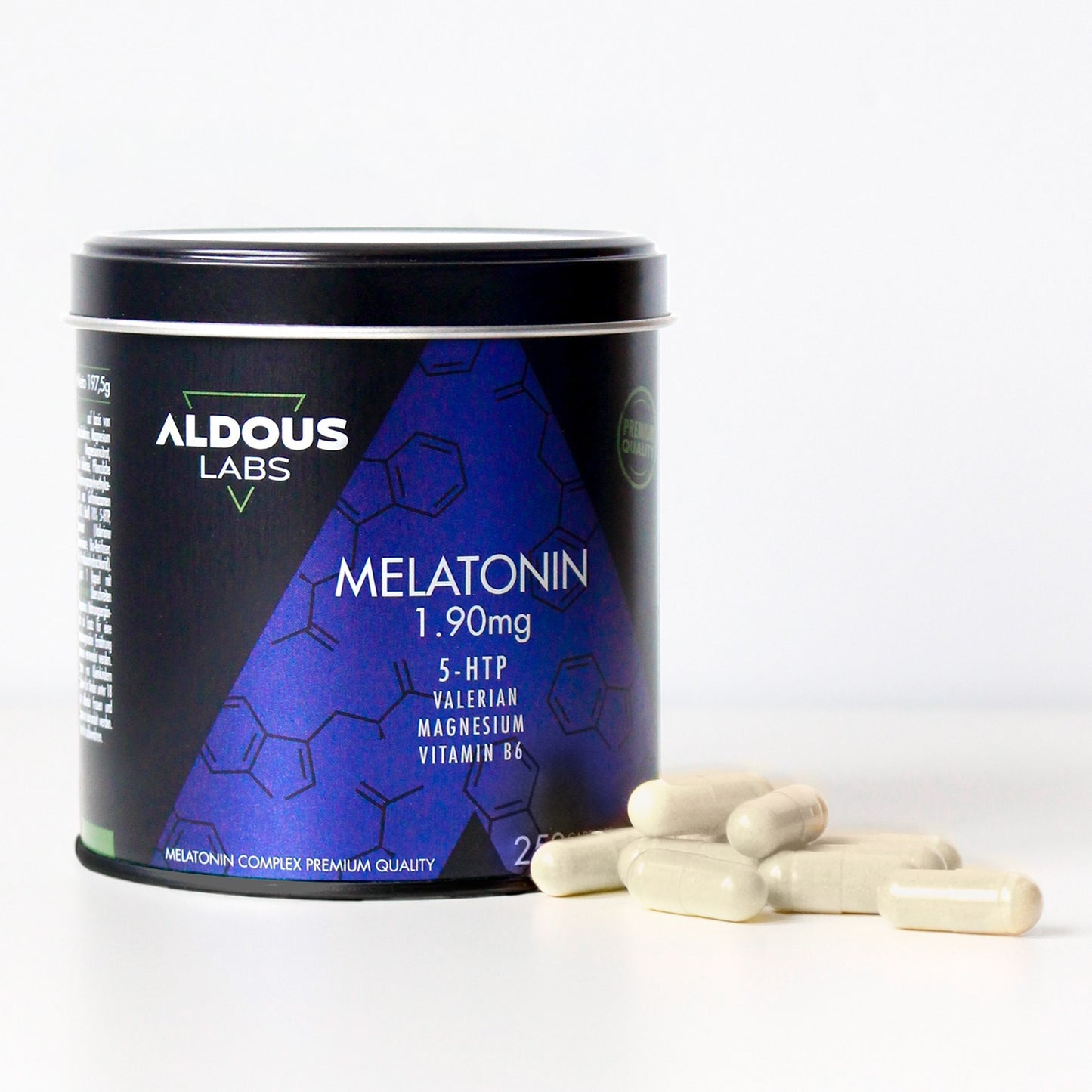 Aldous Melatonina 1,9 mg con Magnesio, Valeriana y Vitamina B6 250 Cápsulas-2