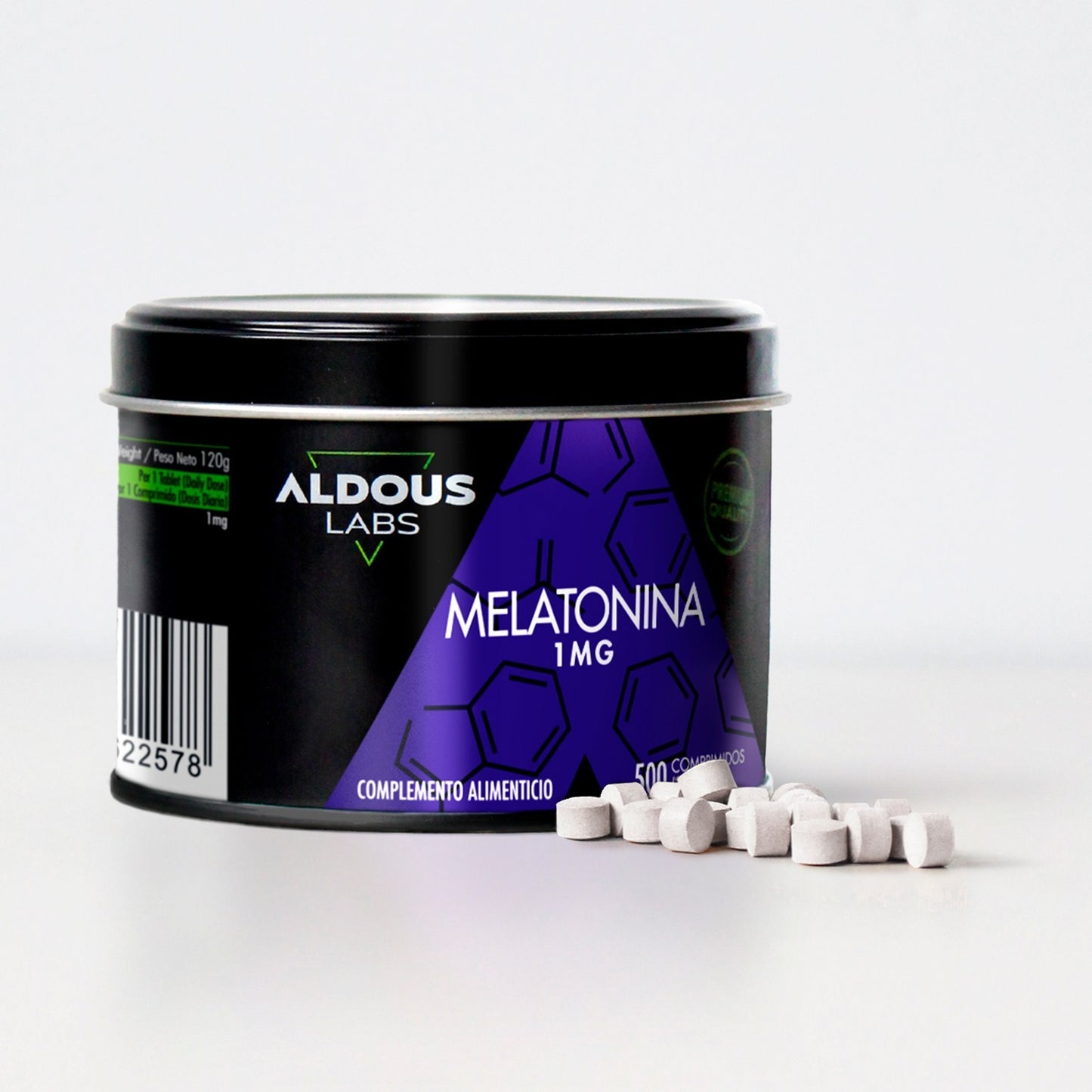 Aldous Melatonina Pura 1mg 500 Noches de Sueño Reparador-2