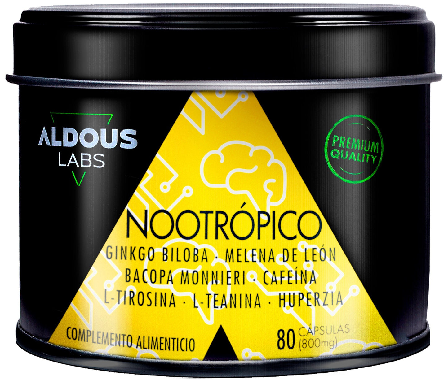 Aldous Nootrópico Natural con Ginkgo Biloba, Bacopa, Tirosina, Teanina-1