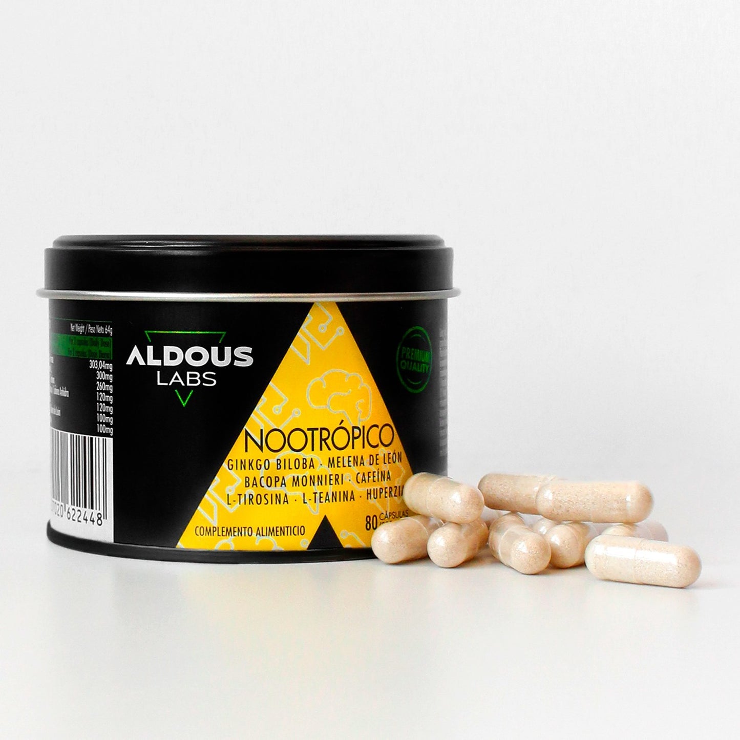 Aldous Nootrópico Natural con Ginkgo Biloba, Bacopa, Tirosina, Teanina-2