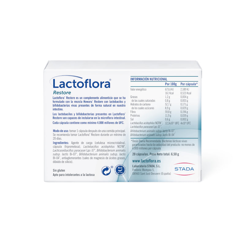 LACTOFLORA Restore Adultos 20 Cápsulas-2