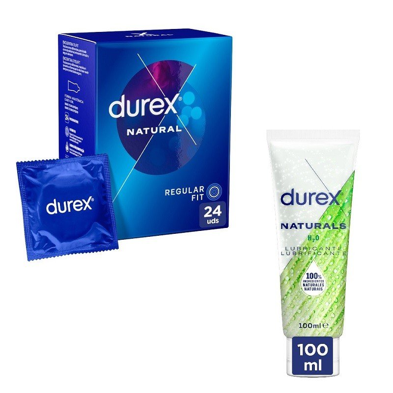 DUREX Pack Preservativo Natural 24uds + Lubricante Naturals H2O 100ml-2