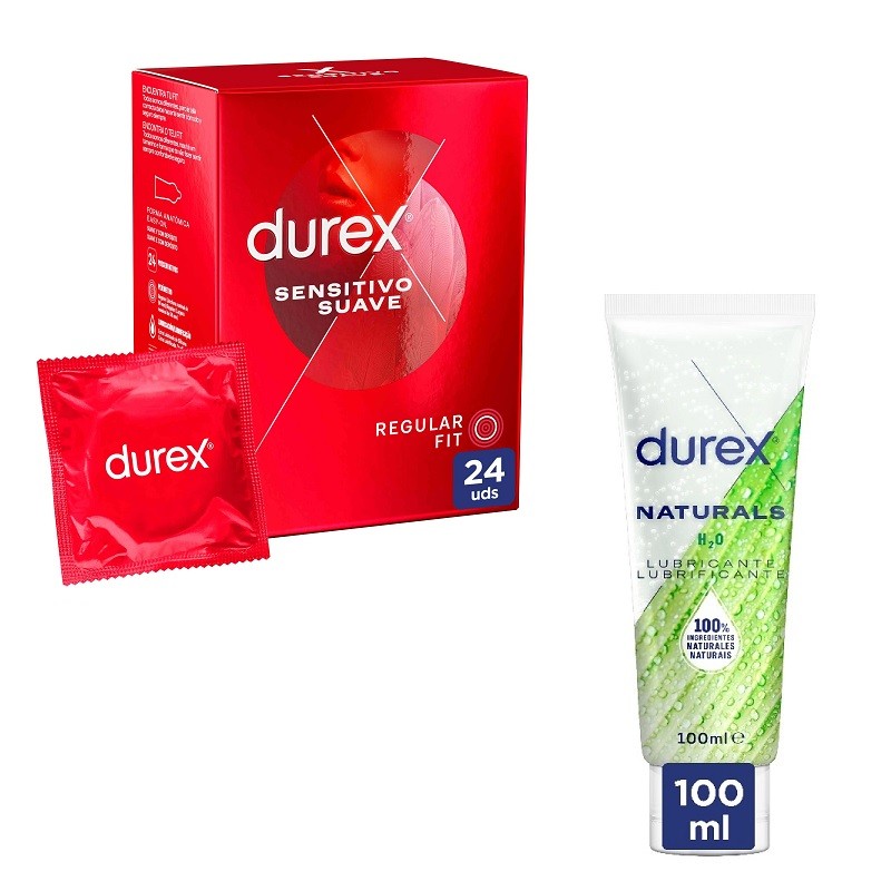 DUREX Pack Preservativo Sensitivo Suave 24uds + Lubricante Naturals H2O 100ml-2