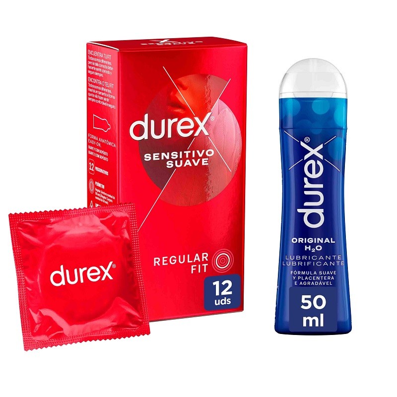 DUREX Pack Preservativo Sensitivo Suave 12uds + Lubricante Play Original H2O 50ml-1