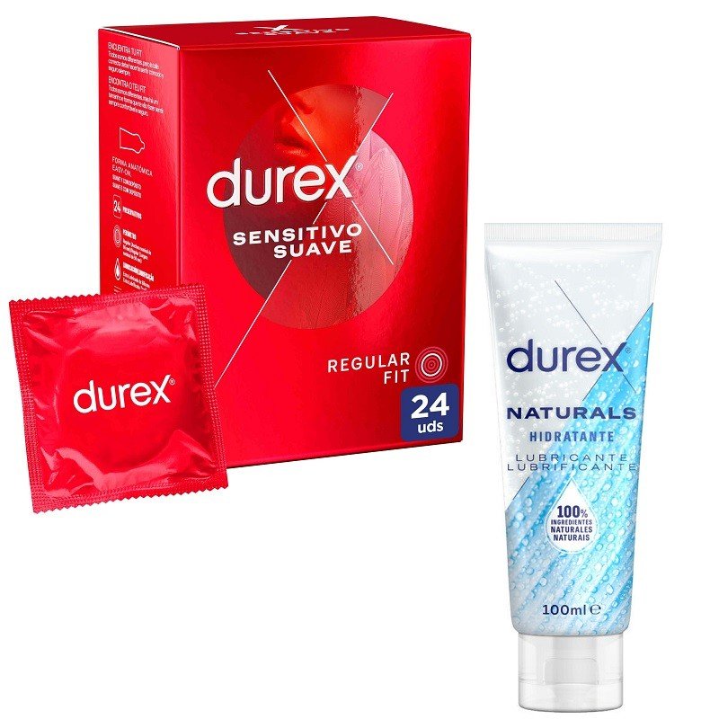 DUREX Pack Preservativo Sensitivo Suave 24uds + Lubricante Naturals Hidratante 100ml-2