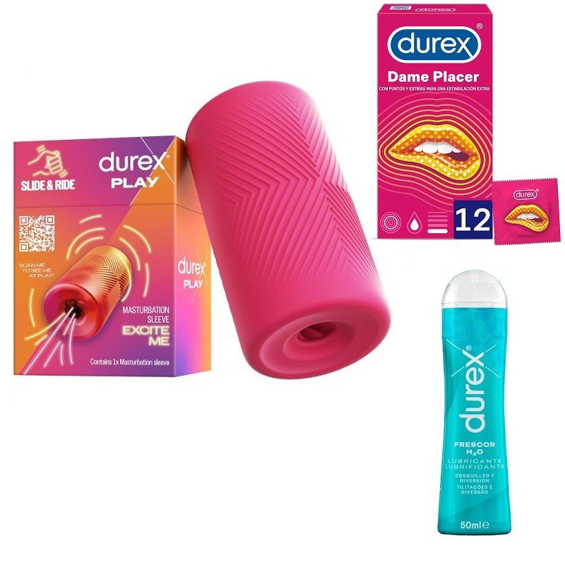 DUREX Pack Masturbador 1 unidad+ Lubricante Efecto Frescor 50ml + Dame Placer 12 unidades-2