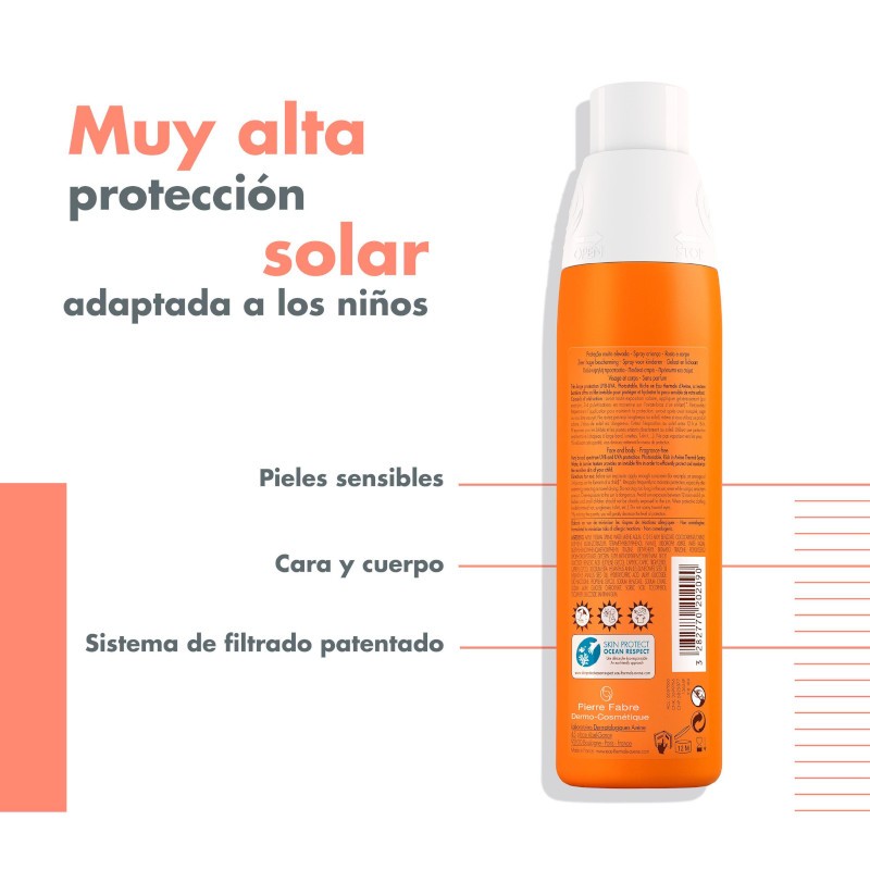 AVÈNE Protector Solar Spray Niños SPF 50+ 200ml