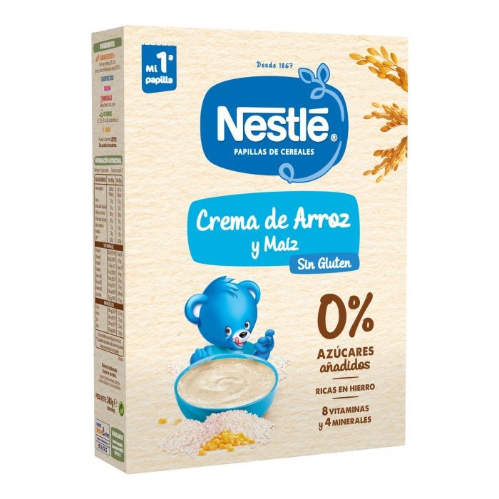 NESTLÉ Papilla Sin Gluten Crema de Arroz y Maíz 240g-1