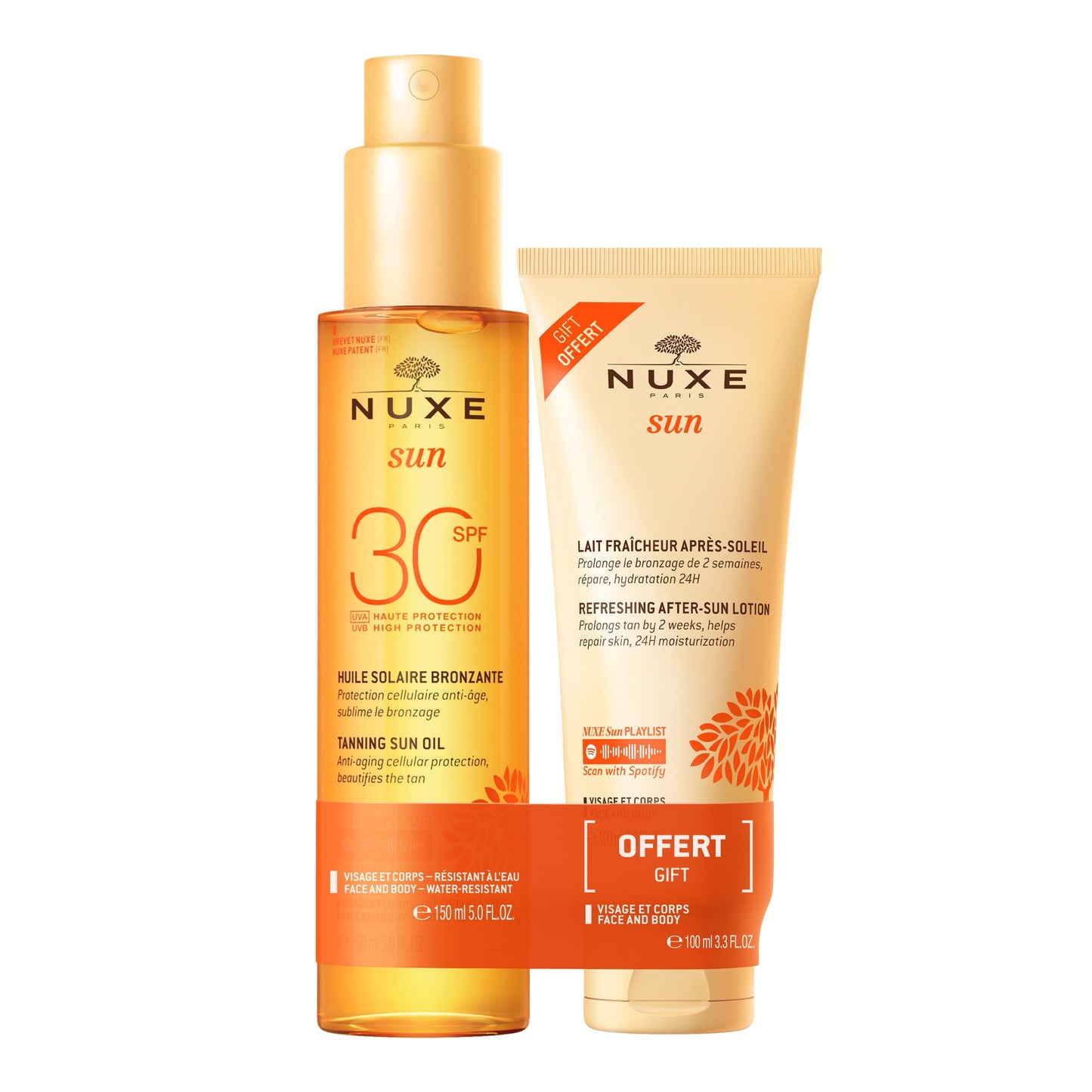 Nuxe Sun Aceite Bronceador SPF 30 150ml + Leche Refrescante After Sun 100ml DE REGALO-1